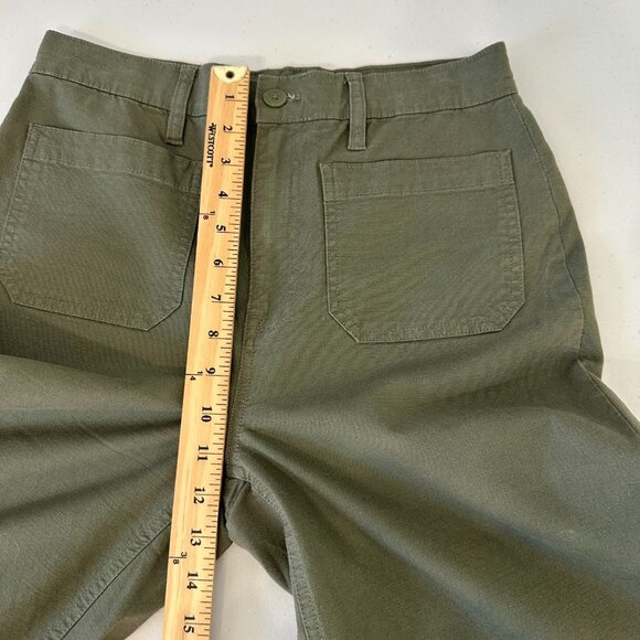 J Crew Point Sur High Waist Pants Size 28 Tall Olive Green Wide Leg - Picture 7 of 13